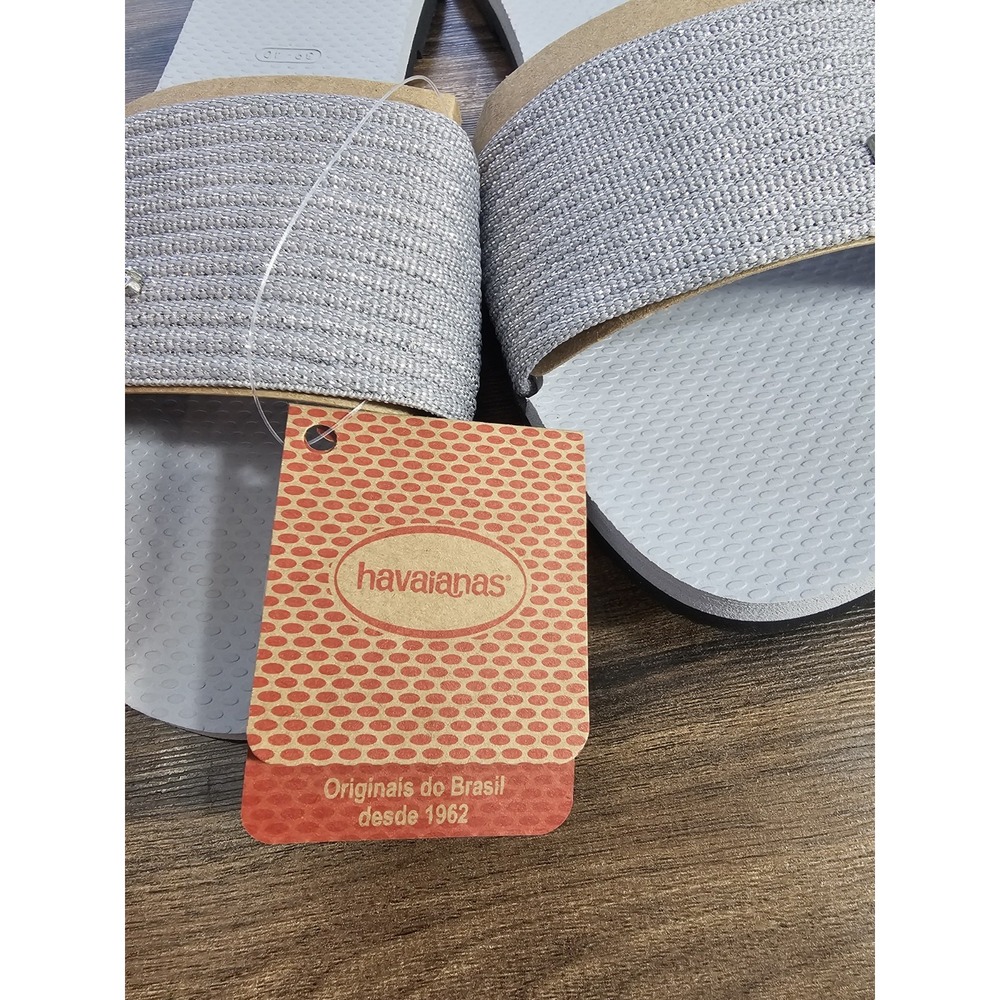 Havaianas You Malta Metallic‎ Slide Sandal Women's Metallic Ice Grey Size 9/10W - Picture 5 of 11